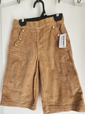 Old Navy Tan Corduroy Wide-Leg Pants with Heart Buttons